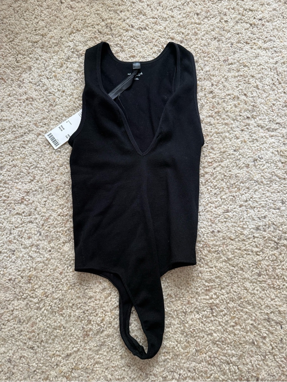 Urban Outfitters Black Ribbed V-Neck Sleeveless Bodysuit